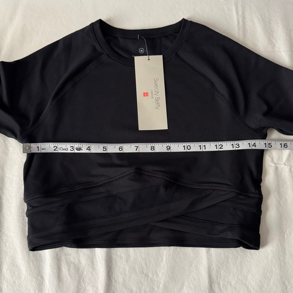 New Sweaty Betty All Day Wrap Waist Long Sleeve Top in Black Size M - Picture 11 of 12